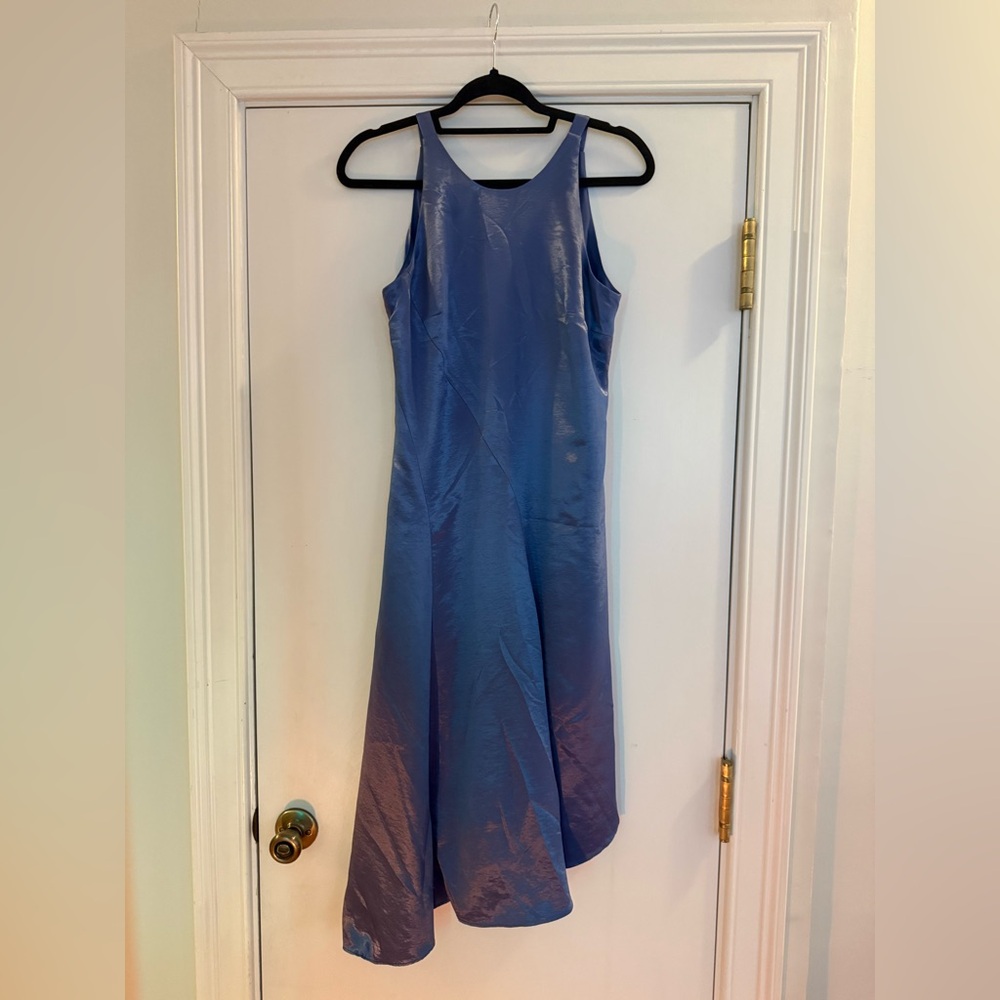 Satin Blue Banana Republic Asymmetrical Dress